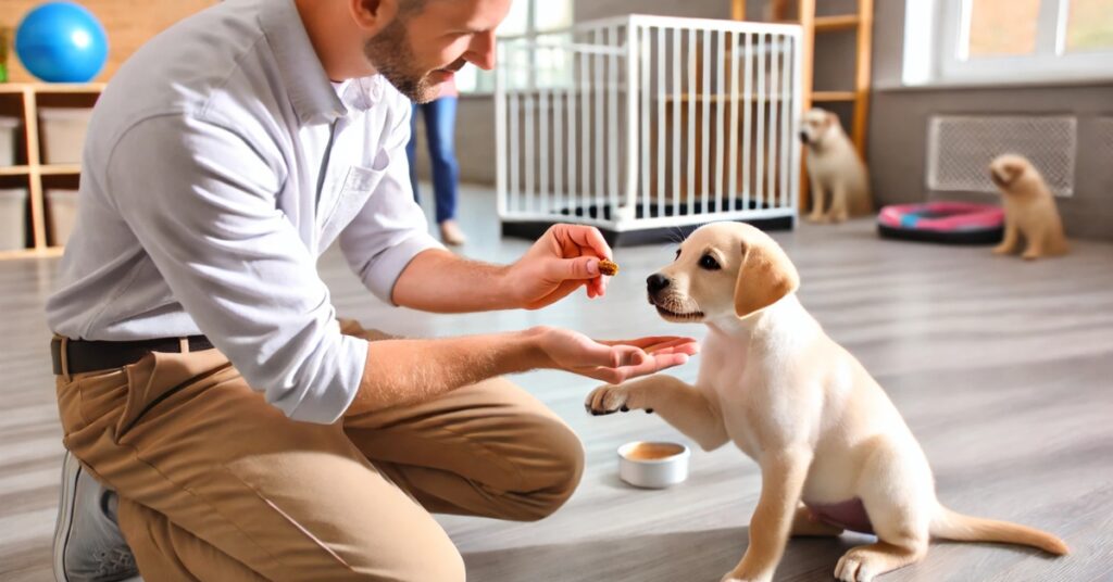 Giving training a puppy not to bite